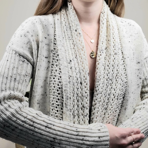 Urban Outfitters Staring at Stars White Speckled Crochet Cardigan XS - Picture 3 of 5